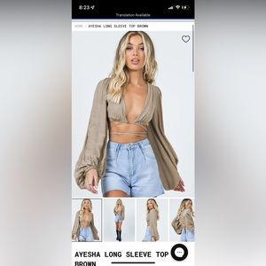 Princess polly ayesha top size 2 color brown